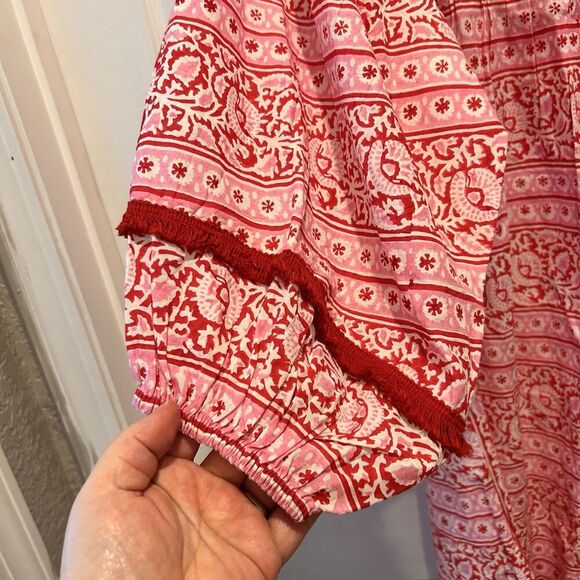 Tuckernuck Catalans Heat Wave Dress Cover Up Women’s Size Large Red Pink Resort‎ - Picture 3 of 7